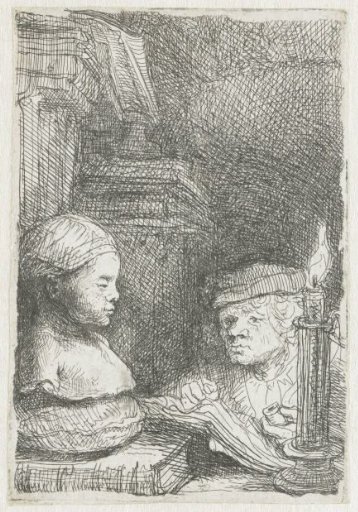 Man drawing from a cast