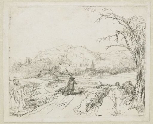 Landscape with sportsman and dogs