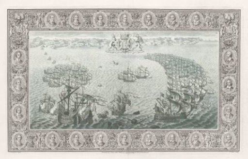 Reproduction of a tapestry on the Spanish Armada (July 22)
