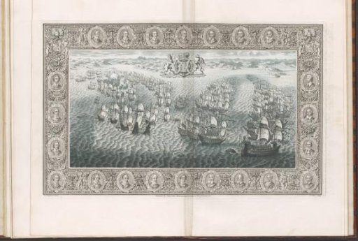Reproduction of a tapestry on the Spanish Armada (July 23-24)