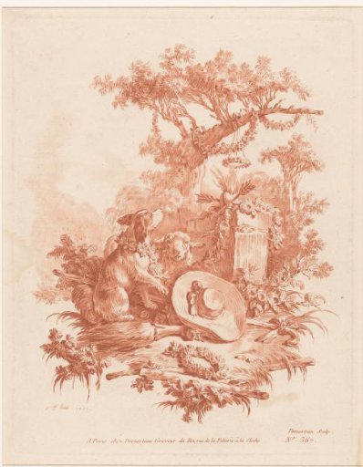 Landscape with a dog and a sheep