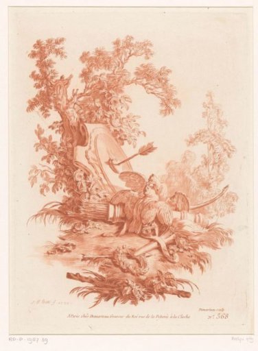Landscape with birds, a shield, and a quiver