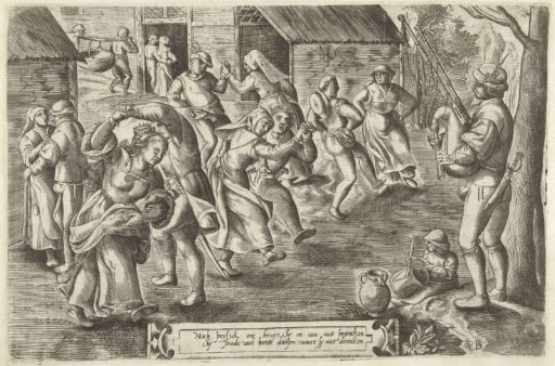 Peasant wedding feast with a bagpiper