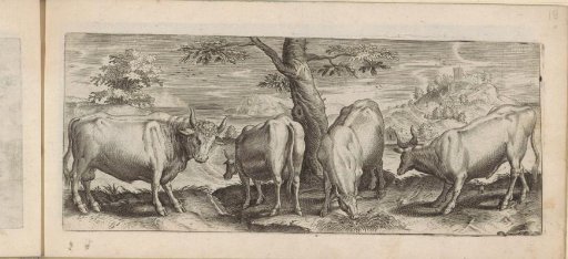 Cows, a bull, and an ox in a landscape