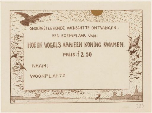 Order card for 'How the birds came to a king'