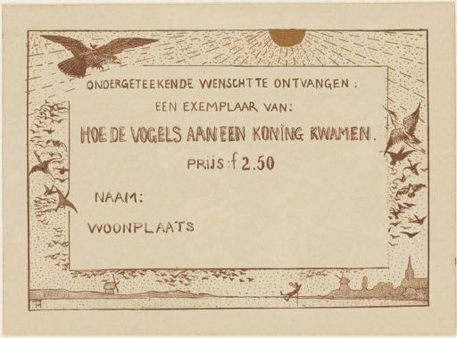 Order card for 'How the birds came to a king'