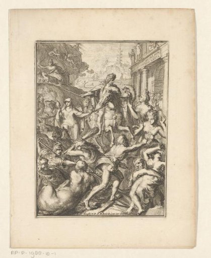 Allegorical representation of William III on horseback