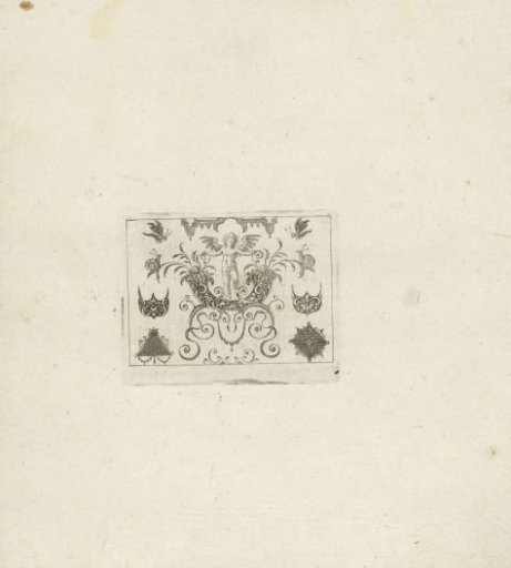 Horns of plenty with a standing putto