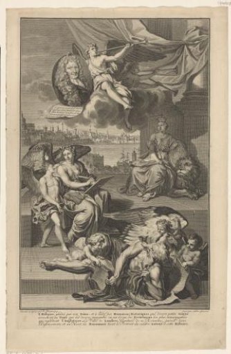 Allegory on the history of Great Britain with the portrait of Isaac de Larrey