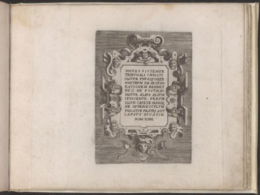 Cartouche with a Text from the Biblical Book of Romans