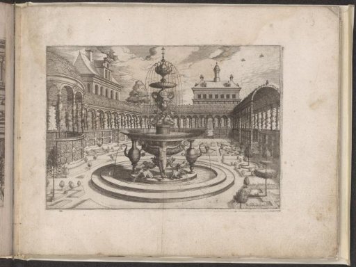 Palace garden with a round fountain
