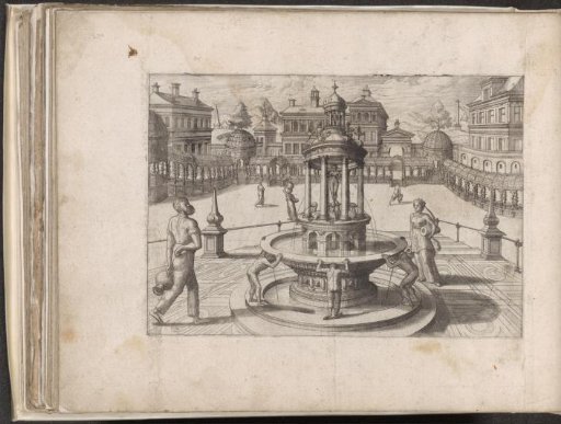Fountain crowned with a small round temple on a square