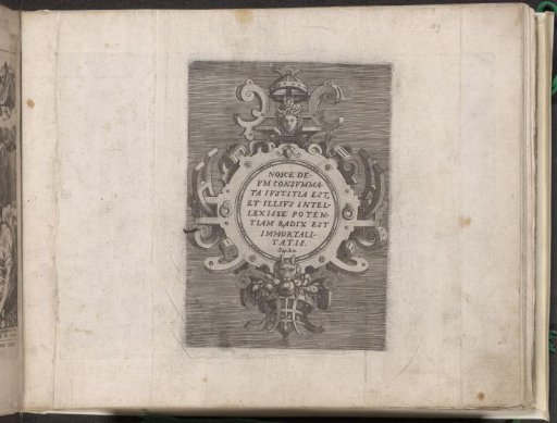 Cartouche with a text from the Biblical Book of Wisdom