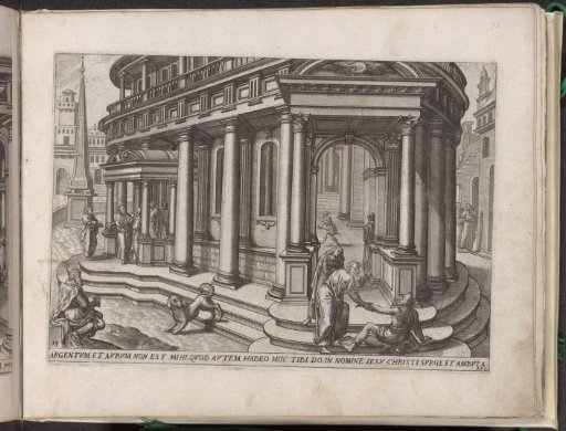 Peter and John heal a paralyzed man at the temple gate