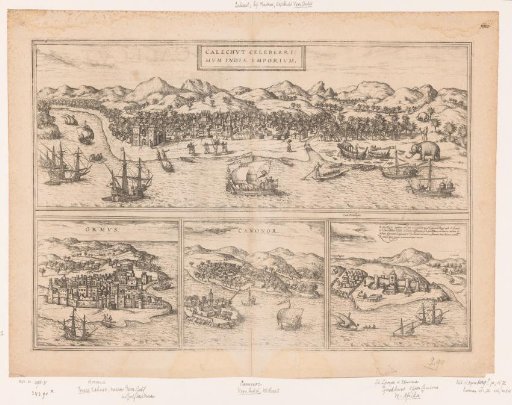 Views of Calicut, Hormuz, Cannanore, and Elmina