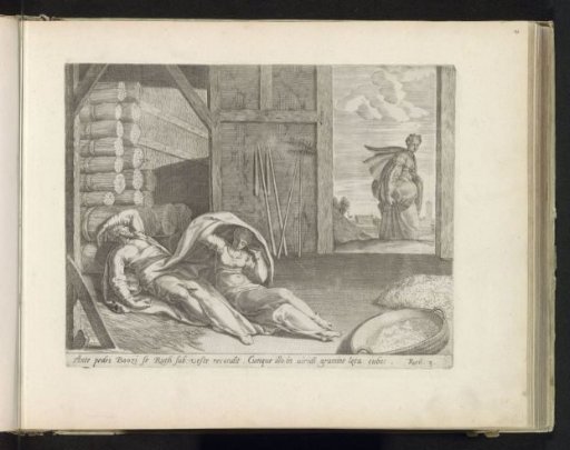 Ruth sleeps at the foot of Boaz