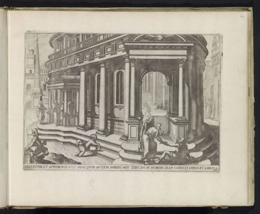 Peter and John heal a paralyzed man at the temple gate