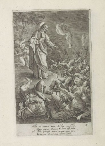 Soldiers surrounding Christ fall to the ground