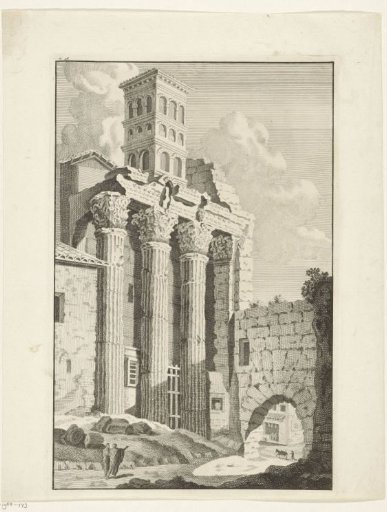Roman ruin with three Corinthian columns