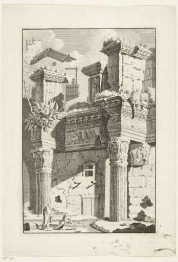 Roman ruin with ornamental frieze