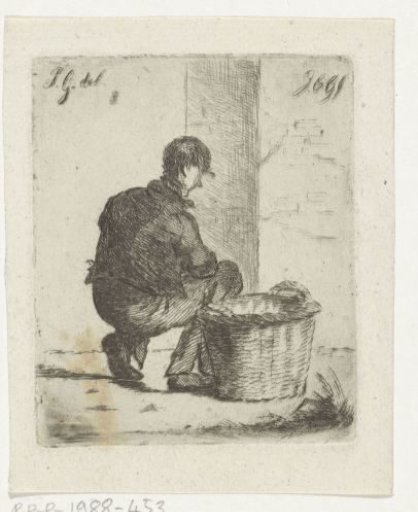 Stable boy with a wicker basket