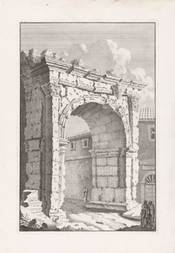 Ruin of a Roman gate with two men
