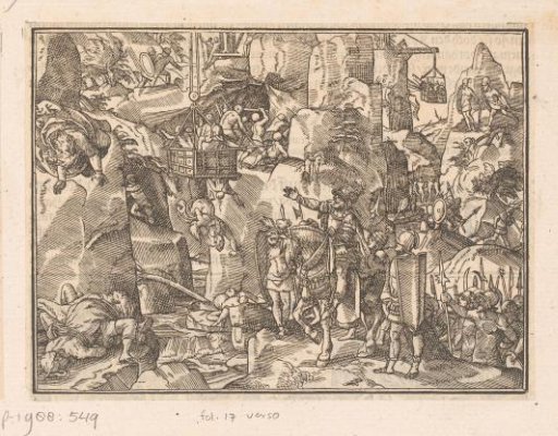 Soldiers of Herod in Baskets Fight the Bandits in Their Caves
