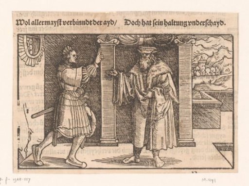 Man taking an oath to another