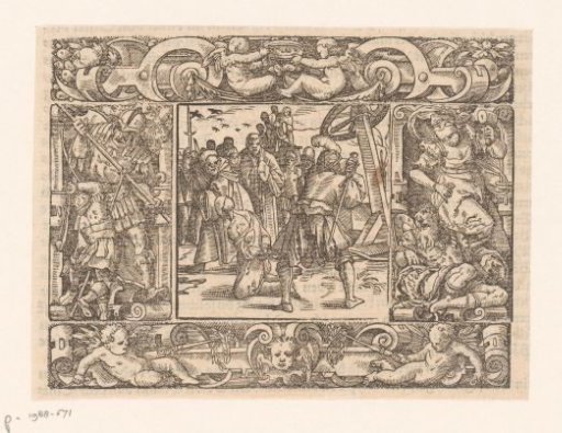 Beheading of a Man, in a Frame with David and Goliath and Jael and Sisera