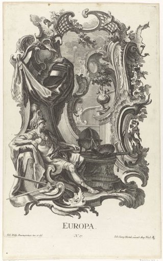 Rocaille with the personification of the continent of Europe