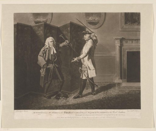 Interior with William Parsons and John Moody as Varland and Major O'Flaherty