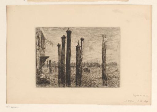View of mooring posts in Venice