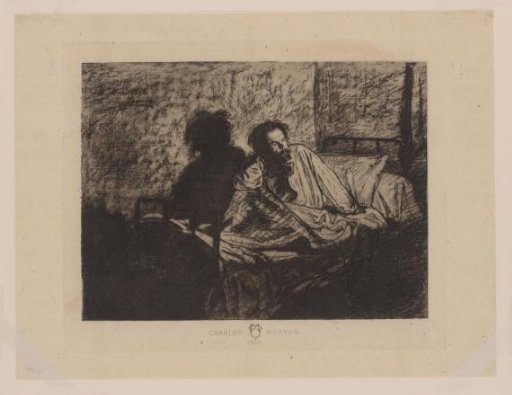 Portrait of Charles Meryon sitting in bed