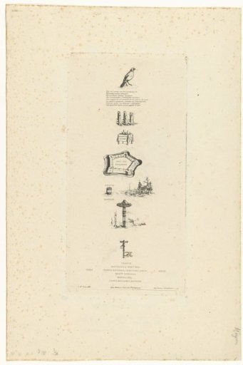 Rebus with Eight Objects Forming the Text Beranger ne fut veritablement fort car il n'eut jamais la clef des champs