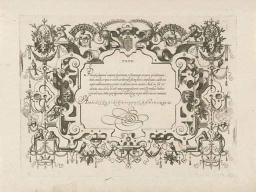 Cartouche with a mask on both sides