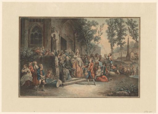 Elegant company before a church