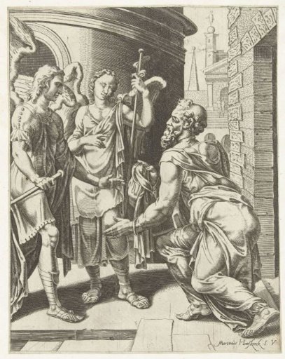 Lot receives the two angels