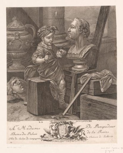 Personification of sculpture with a bust of Louis XV of France