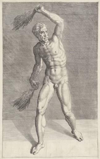 Man with two scourge rods