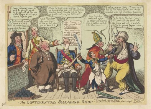 Napoleon as Barber for the European Powers, 1806