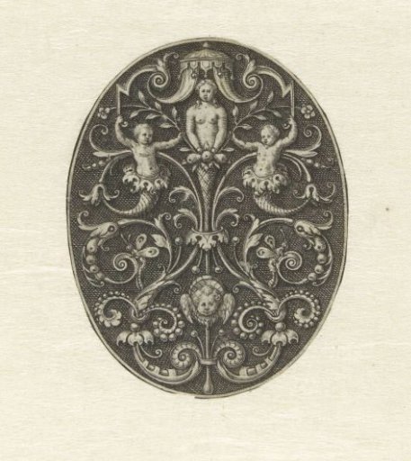 Oval with a Woman in the Center and a Child on Each Side