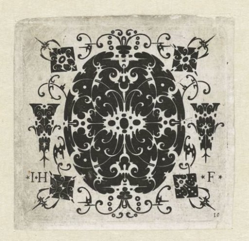 Oval medallion and twelve smaller motifs