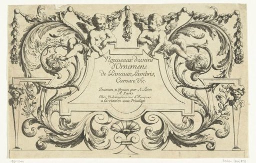 Title page: Nouveaux desseins d'Ornemens de Paneaux, Lambris, Carosse &c.