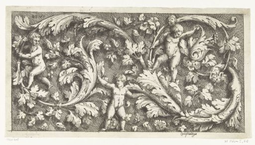 Scrollwork with Three Children