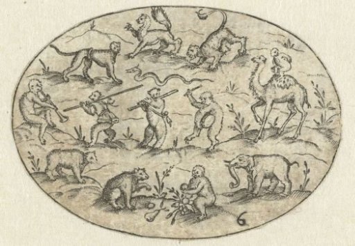 Oval with fourteen animals