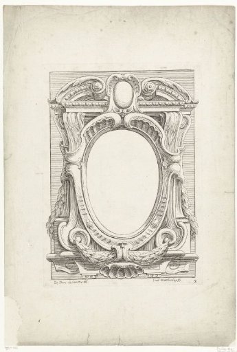 Cartouche with upright oval compartment