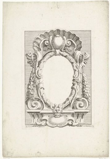 Cartouche with upright oval compartment