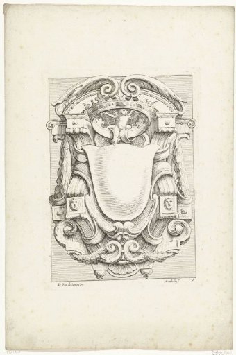 Cartouche in the form of a shield