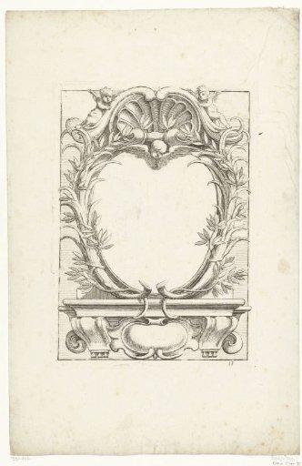 Cartouche of palm leaves and laurel branches