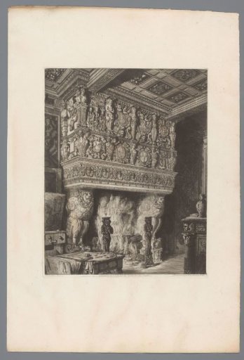 Decorated fireplace in the castle of Terre-Neuve